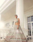Dusty Firoza Embroidered Lehenga - lehenga Australia Sydney