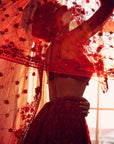 Red MERLIN ROSE Heavily Embroidered Lehenga - red lehenga Sydney
