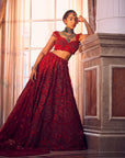 Red MERLIN ROSE Heavily Embroidered Lehenga - red lehenga Sydney