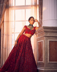 Red MERLIN ROSE Heavily Embroidered Lehenga - red lehenga Sydney