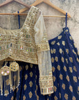 Midnight Blue and Mirror Work Lehenga Set - blue lehenga Canada