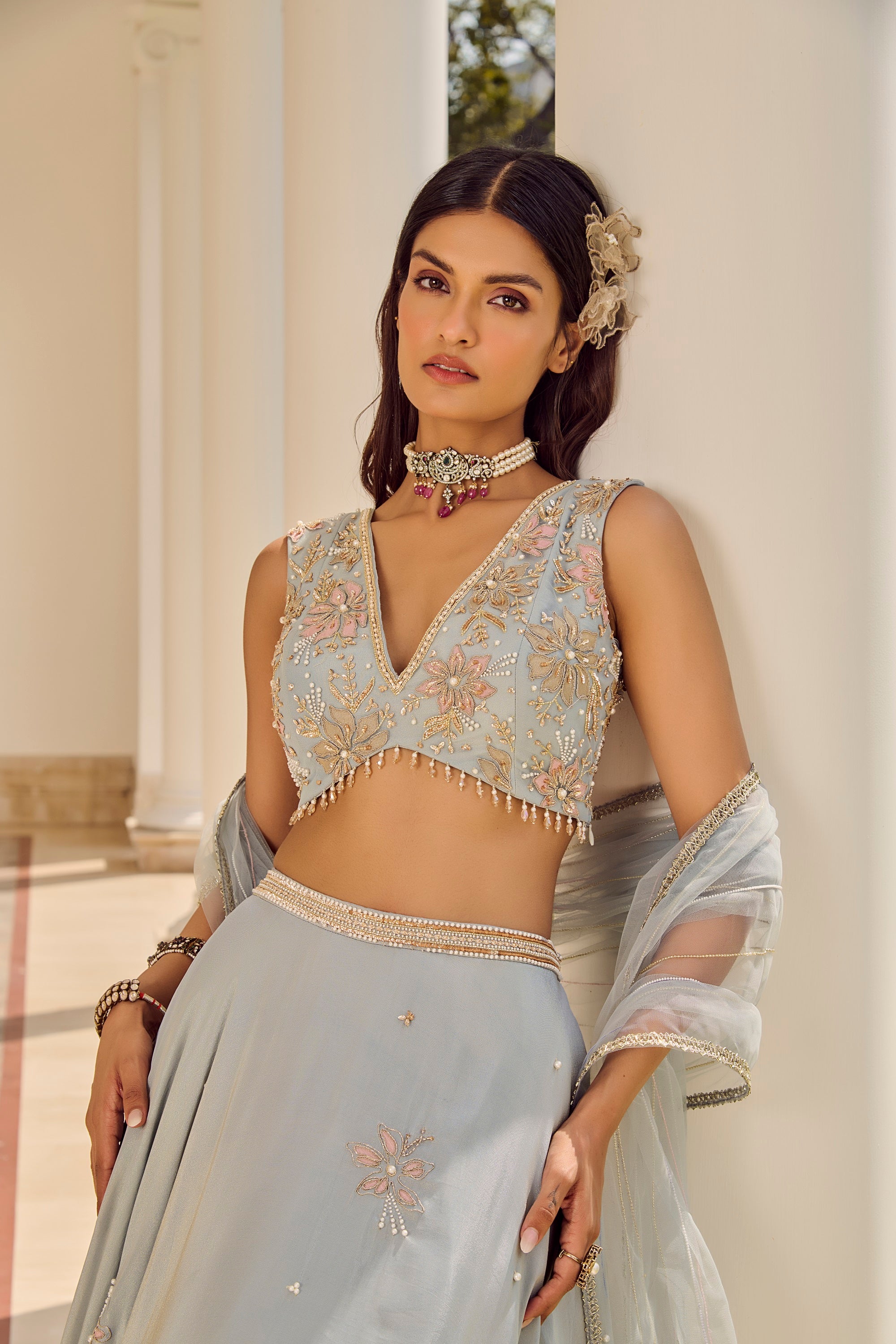 Misty Azure Lehenga Set