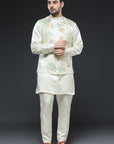Floral Hand Painted Kurta and Bundi Set