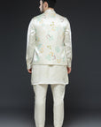 Floral Hand Painted Kurta and Bundi Set
