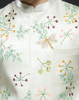 Floral Hand Painted Kurta and Bundi Set