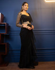 Night Tulip Ruffle Saree - saree Canada