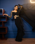 Night Tulip Ruffle Saree - saree Canada