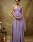 Lavender and Gold Sequin Anarkali Gown