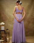 Lavender and Gold Sequin Anarkali Gown - purple dress