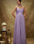 Lavender and Gold Sequin Anarkali Gown - purple dress