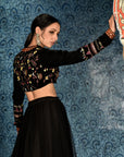 Black skirt with Embroidered Blouse - black dress New Zealand