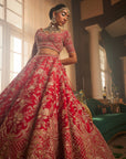 Red PERSIA Heavily Embroidered Lehenga - embroidered lehenga Australia
