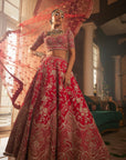 Red PERSIA Heavily Embroidered Lehenga - embroidered lehenga Australia
