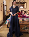 Navy Embroidered Gown - gown USA