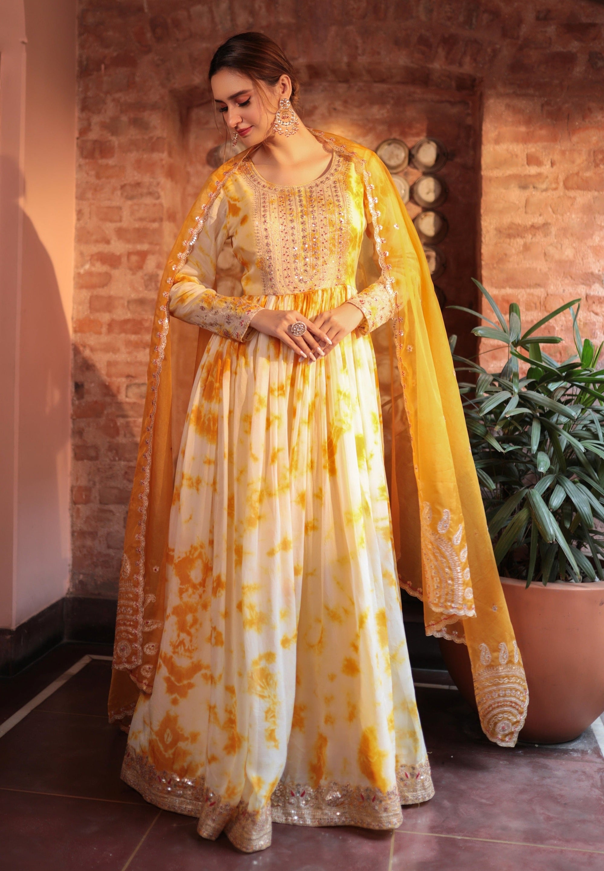Yellow Embroidered Suit - yellow dress Canada
