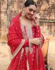 Red Embroidered Suit with Sharara - red dress Sydney