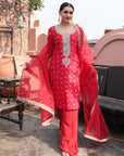 Red Embroidered Suit with Sharara - red dress Sydney