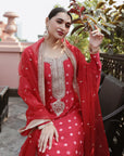 Red Embroidered Suit with Sharara - red dress Sydney