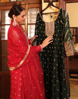 Red Embroidered Suit with Sharara - red dress Sydney