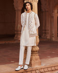 Amreen Raw Silk Nehru Jacket Set - indian ethnic attire for men
