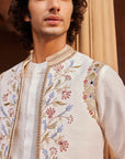 Amreen Raw Silk Nehru Jacket Set - indian ethnic attire for men