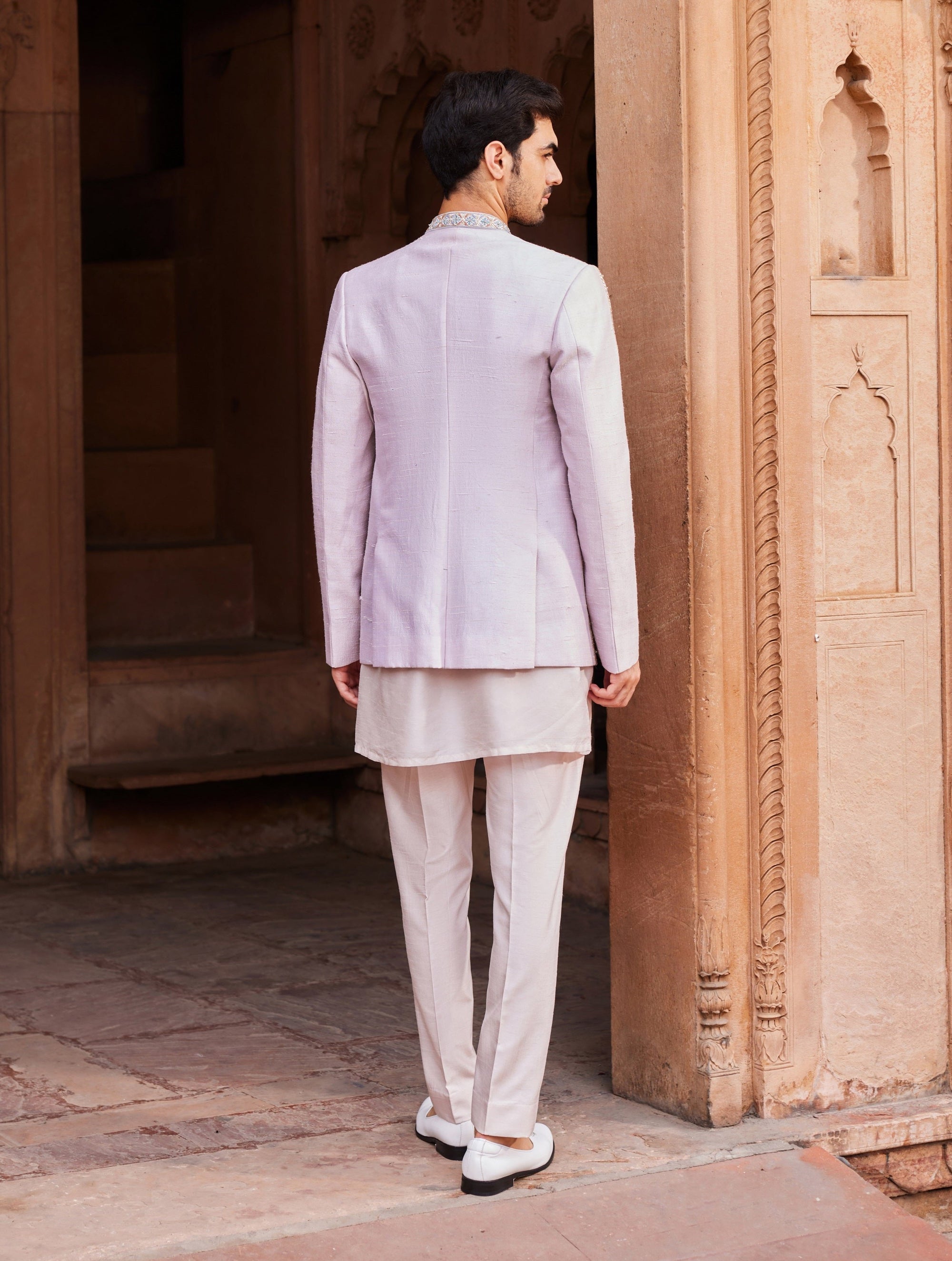 Aasma Raw Silk Prince Coat Set - Wedding Wear