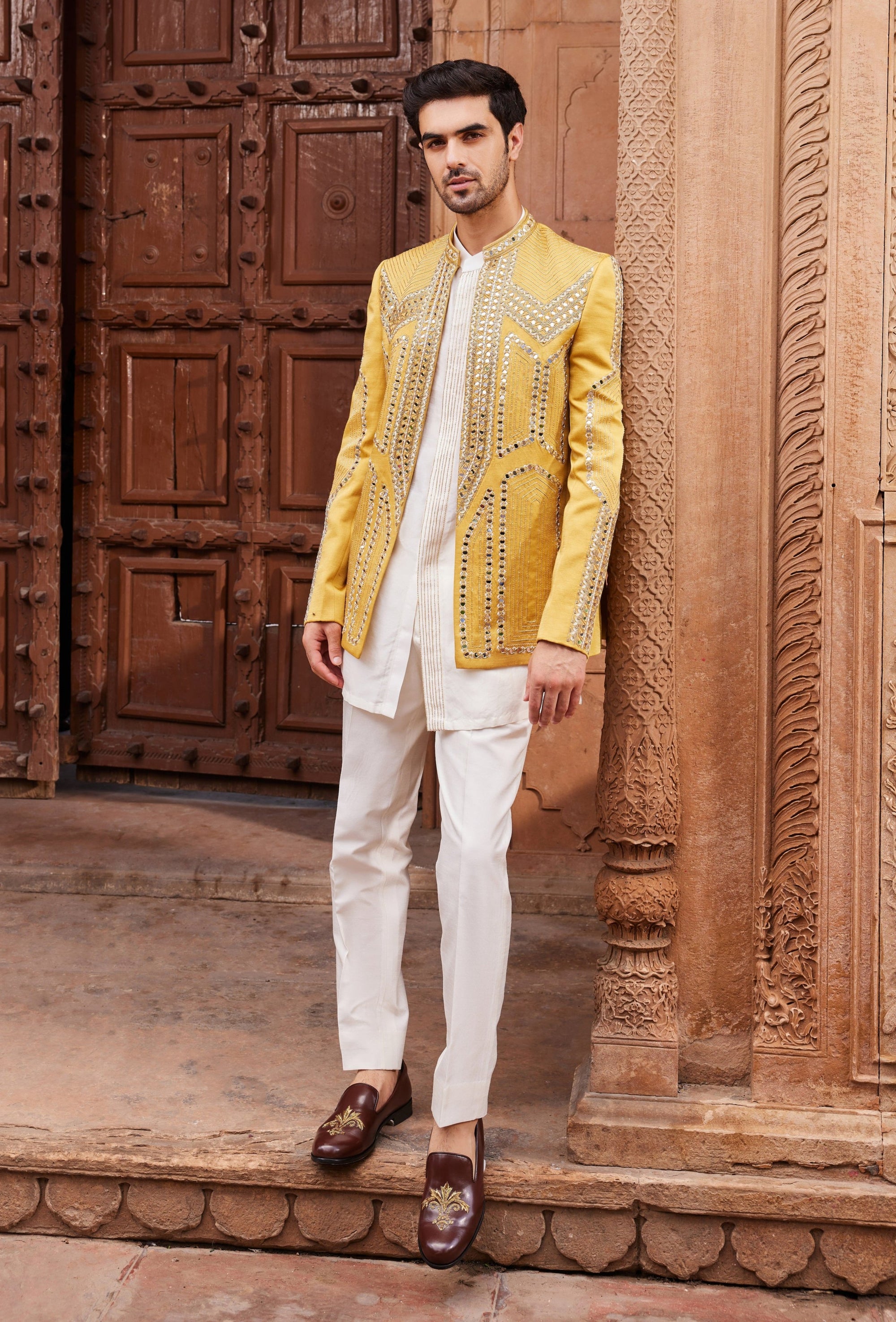 Seerat Mustard Prince Coat Set - prince coat