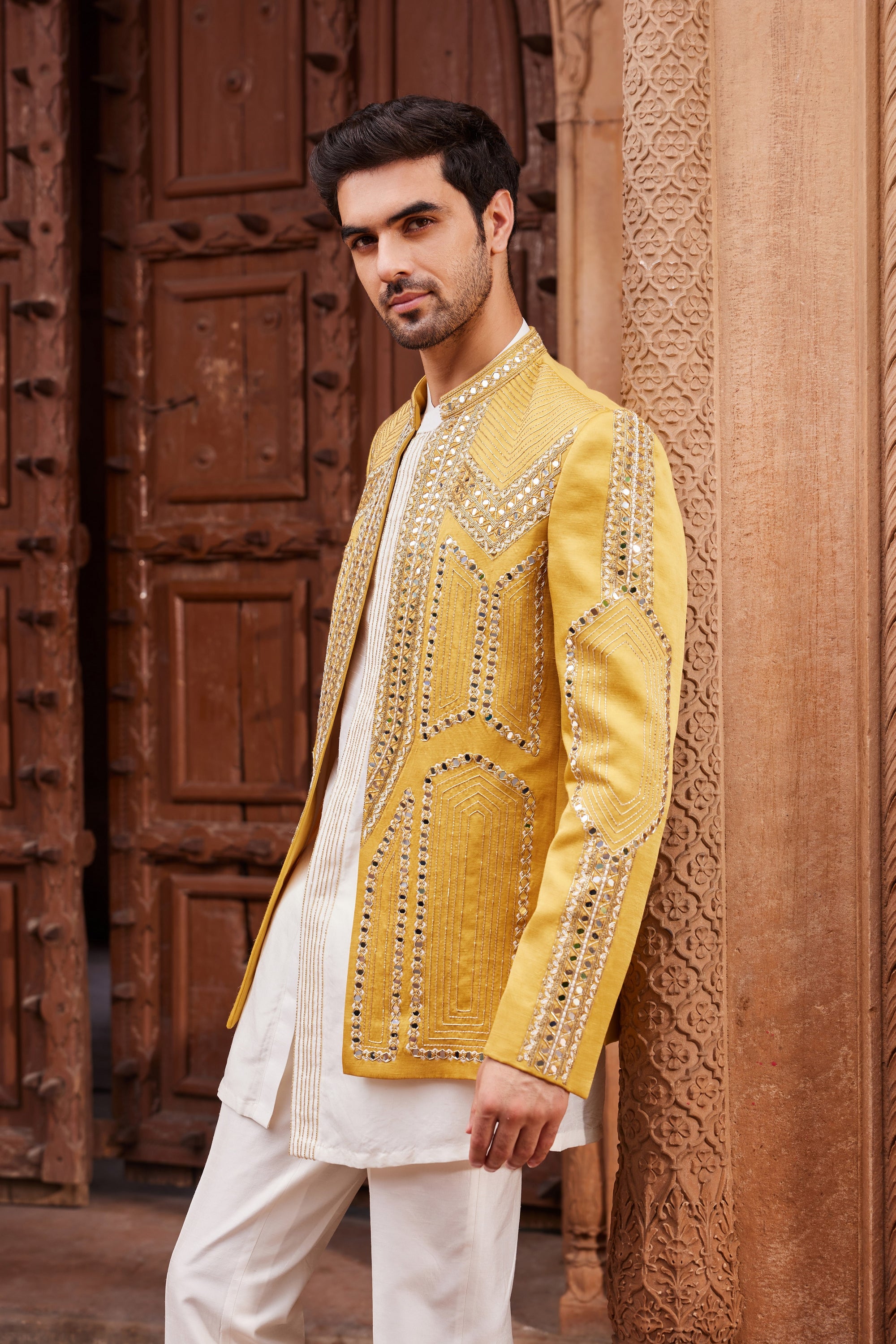 Seerat Mustard Prince Coat Set - prince coat