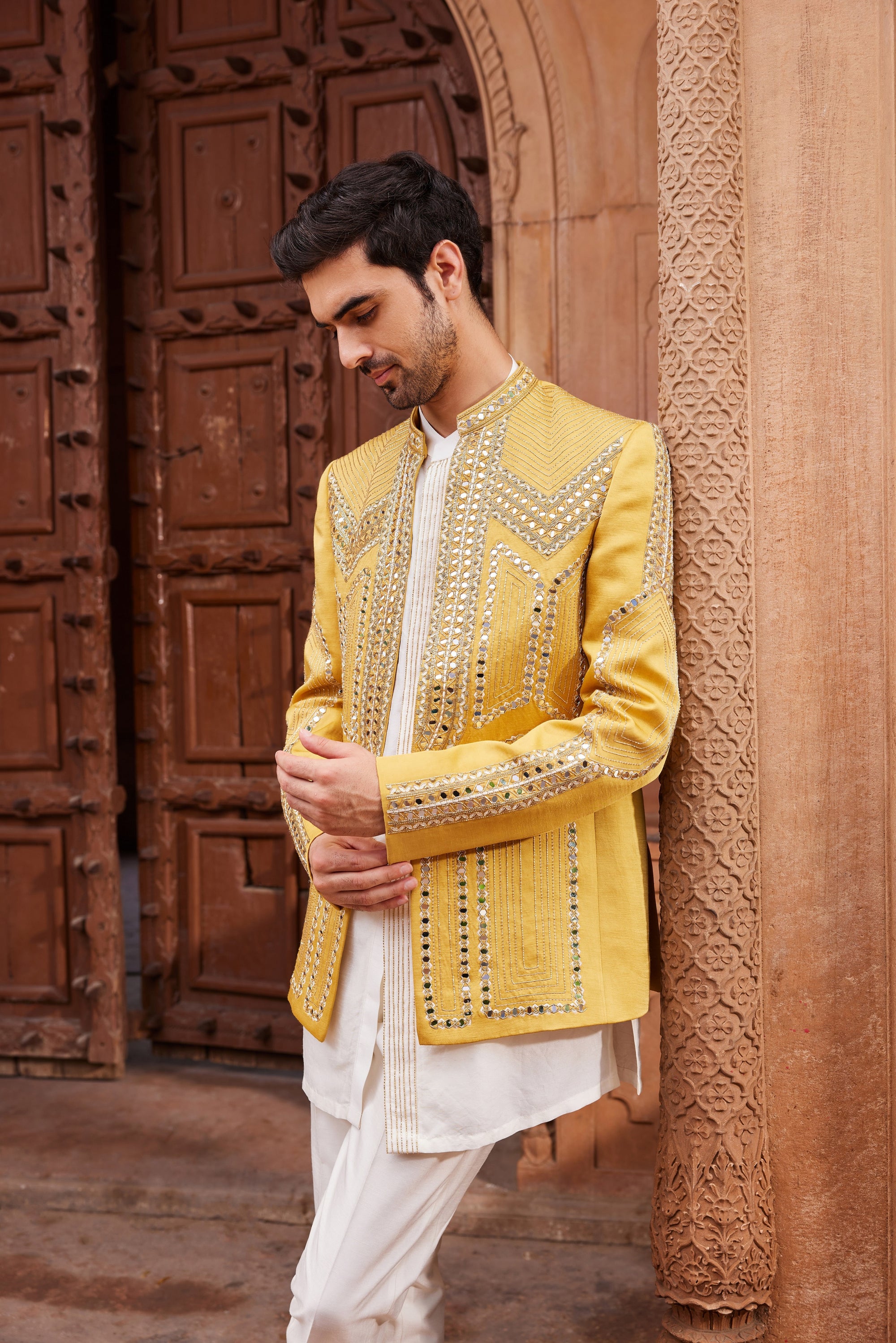 Seerat Mustard Prince Coat Set - prince coat