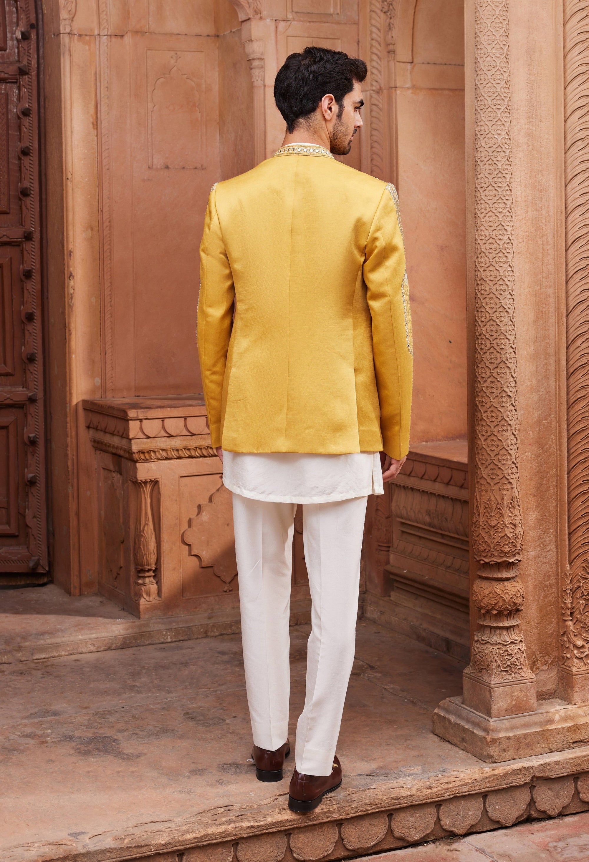 Seerat Mustard Prince Coat Set - prince coat