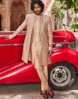 Raabta Rose Brown Open Sherwani Set - sherwani
