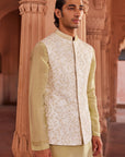 Jannat Silk Jacquard Nehru Jacket Set - indian attire for men