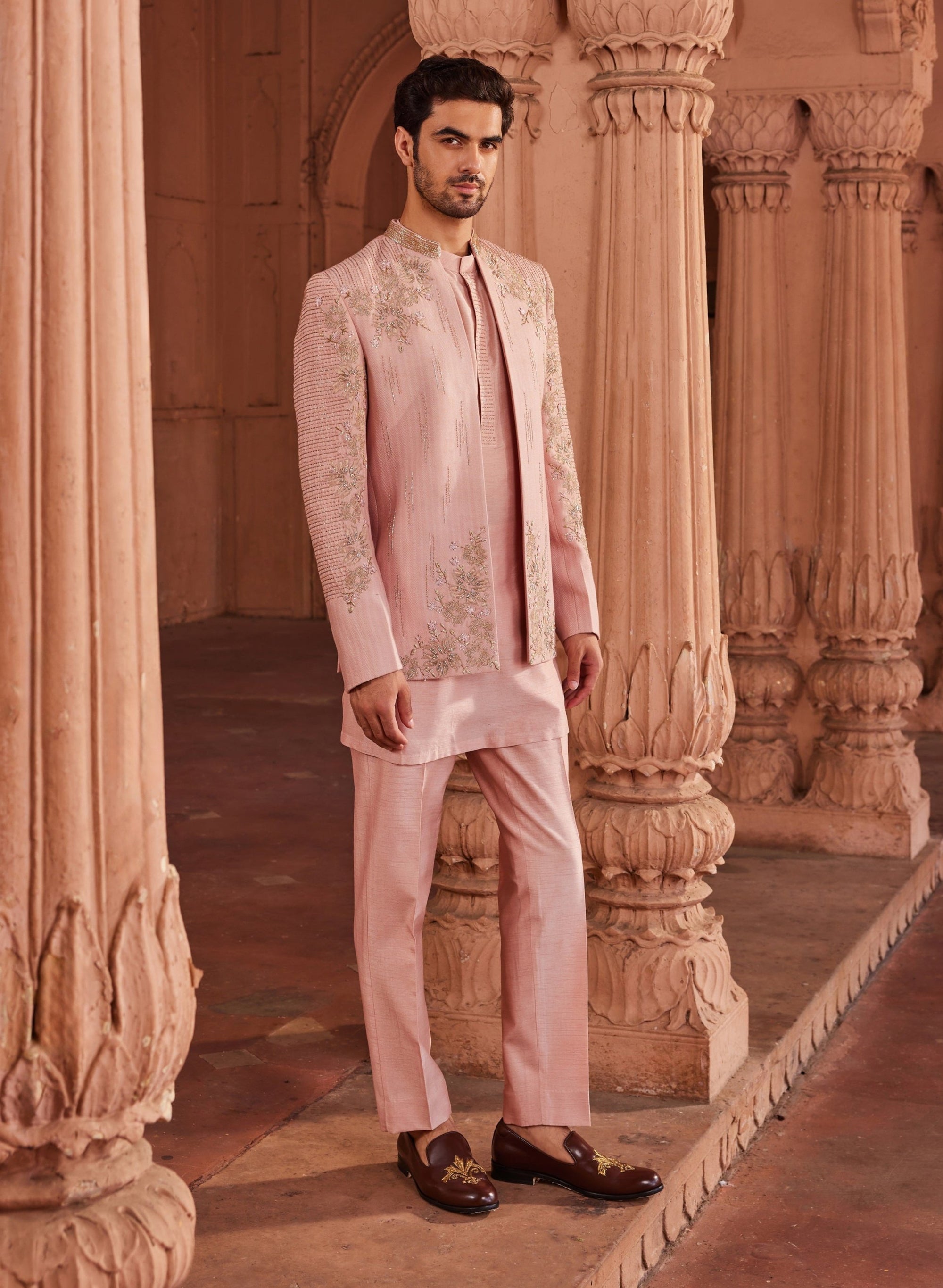 Naaz Tonal Floral Prince Coat Set - prince coat for men