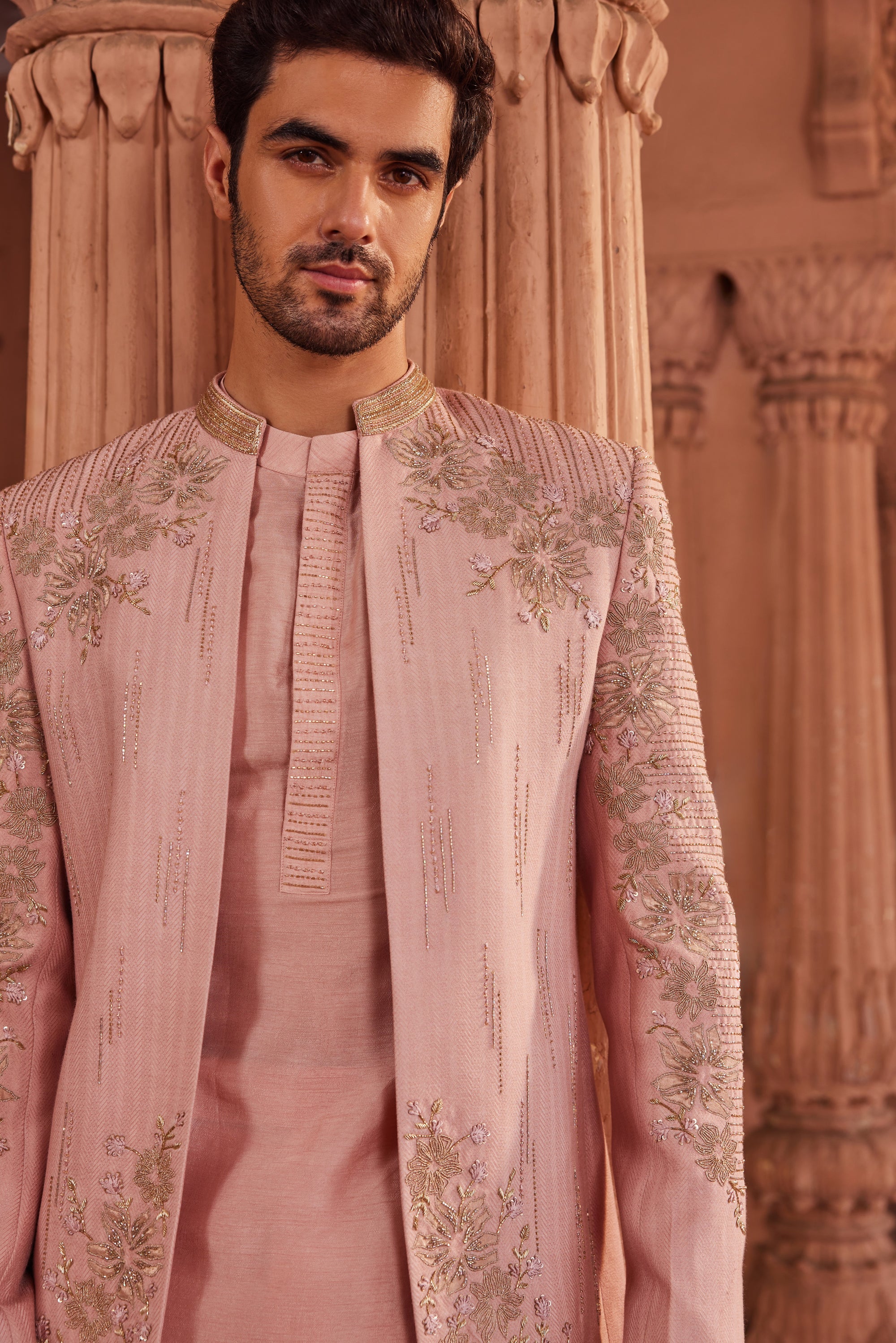 Naaz Tonal Floral Prince Coat Set - prince coat for men