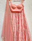 Peach Bustier with Skirt and Dupatta - peach lehenga set Canada