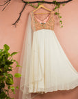 Peach Zardosi Cutwork Blouse with Ivory Sharara and Scallop Embroidered Dupatta - indian attire for ladies New Zealand