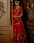Ashani Red Bridal Lehenga - lehenga red bridal
