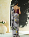 Periwinkle Hand Painted Saree and Corset Set