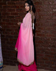 Pink Shaded Saree with Mirror Blouse - indian saree