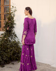Plum Embroidered Sharara Set