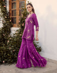 Plum Embroidered Sharara Set