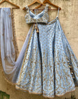 Powder Blue Bridal Embroidered Lehenga Set - bridal lehenga USA