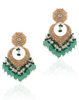 Sea Green Beads with White Jadtar Stone Necklace Set - bead necklace indian