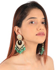 Sea Green Beads with White Jadtar Stone Necklace Set - bead necklace indian
