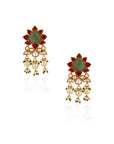 Gold Finish Pink and Green Jadau Choker Set - indian jewelry Sydney