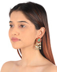 Gold Finish Pink and Green Jadau Choker Set - jadau kundan jewellery