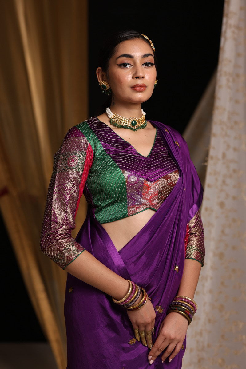 Emerald Green Beads And White Stone Pure Silver Choker Set - indian jewelry Canada