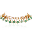 Indian Traditional Wear Sea Green Beads with White Pearl Choker Set - indian jewelry Canada