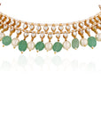Indian Traditional Wear Sea Green Beads with White Pearl Choker Set - indian jewelry Canada