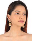 Gold Finish Jadtar Navratna Choker Set with Jhumki - indian choker necklace set